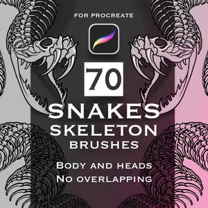 Creepy Snake Skeleton Procreate-borstels – 50 lichaamsborstels + 10 schedelstempels