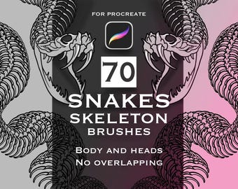 Creepy Snake Skeleton Procreate Brushes – 50 Body Brushes + 10 Skull Stamps