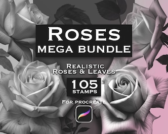Mega Bundle 105 Rose & Leaves Stamps - For Procreate