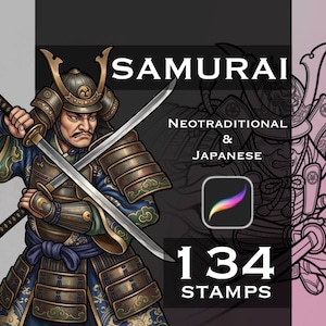 134 Samurai Tattoo Stamps for Procreate