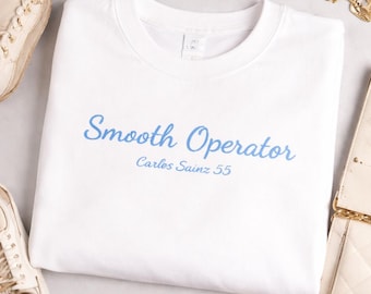 Smooth Operator Carlos Sainz Sweatshirt, Williams F1 Crewneck, Embroidered Formula 1 Merch, Gift