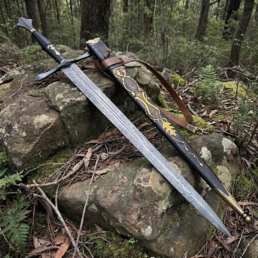 Hand-Forged Damascus Longsword - European Medieval Replica, Type XVIIIc Blade