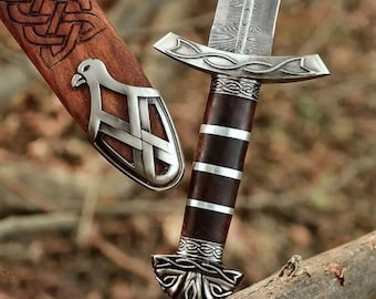 Northmen Damascus Sword – Handmade Viking Longsword with Damascus Blade, Norse Scandinavian Collectible