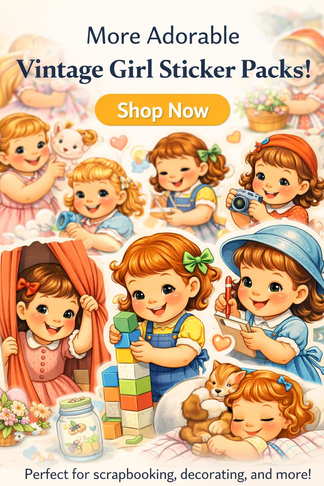 Vintage Girl Sticker Pack Digital Download - Etsy
