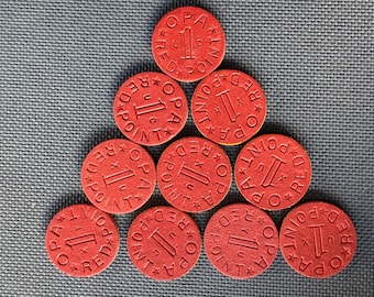 WWII OPA Ration Tokens (10) – Authentic Home Front Relics