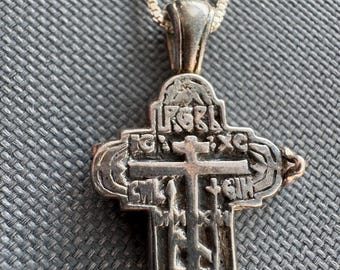 Vintage IBB 925 Sterling Silver Orthodox Crucifix Necklace – Signed – 18” Chain