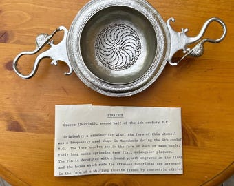 Vintage Derveni-wijnzeef zilverkleurige zwanenhals Grieks museumreplica groot