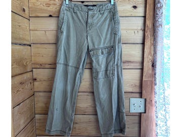 Spodnie bojówki Vintage dla chłopców, rozmiar 16, khaki, użytkowe, gorpcore, streetwear, wojskowe, uniwersyteckie