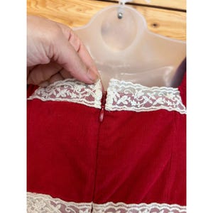 Free People Tennley Red Corduroy Lace Trim Puff Sleev Mini Dress Sweethear Small image 7