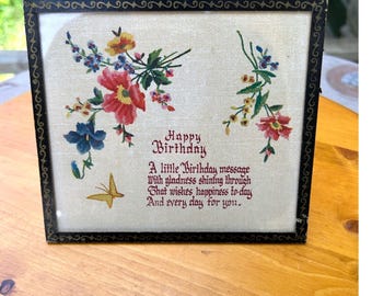 Vintage ingelijste kortstondige verjaardag 1947 naoorlogs Cottagecore-kunstcadeau halverwege de eeuw