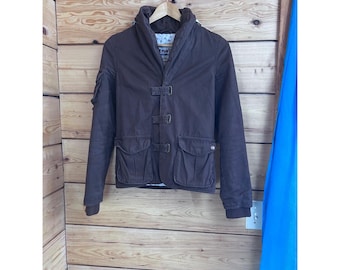 Tna Aritzia Brown Cotton Canvas Utility Jacket Buckle Front Floral Hood XXS