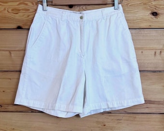 Lauren Ralph Lauren White Cotton Chino Shorts High Waisted Size 6 Vintage