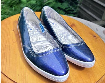 Vintage Ballet Flats Womens Size 7.5 Metallic Blue Lowdown Skate Shoes Gravis