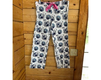 Vintage PJ Pants Womens Small White Royal Crest Medallion Y2K Victoria's Secret