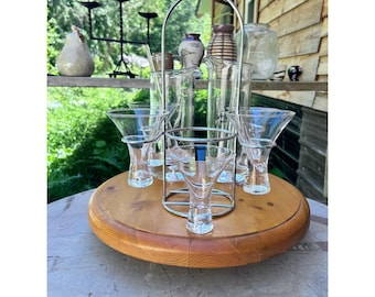 Juego de martinis vintage con cristal de burbujas controladas transparentes, estilo MCM, para bar y hostelería.