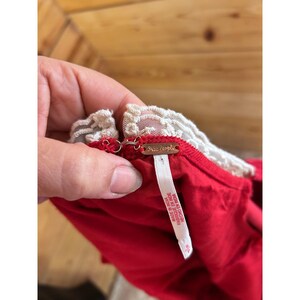 Free People Tennley Red Corduroy Lace Trim Puff Sleev Mini Dress Sweethear Small image 8