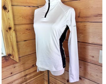 Sudadera Burberry Golf para mujer, talla grande, color blanco, con cremallera de un cuarto y estampado Nova Check.