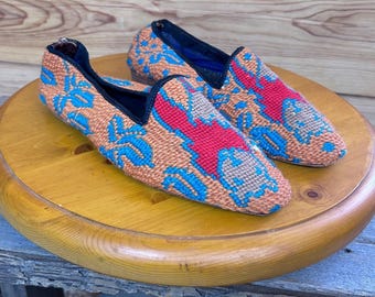 ヴィンテージ グレイトフル・デッド ダンシングベアーズ ニードルポイント ローファー ハンドメイド レア ボヘミアンシューズ