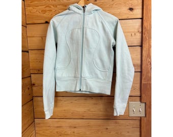 Lululemon Scuba Full Zip Hoodie Mint Green Light Aqua Embroidered Logo Hoodie XS