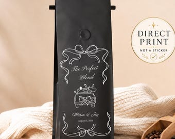 Personalized Wedding Coffee Favor Bag, The Perfect Blend Coffee Pouch, Custom Bridal Shower Favor, Engagement Party Gift Bag for Guests
