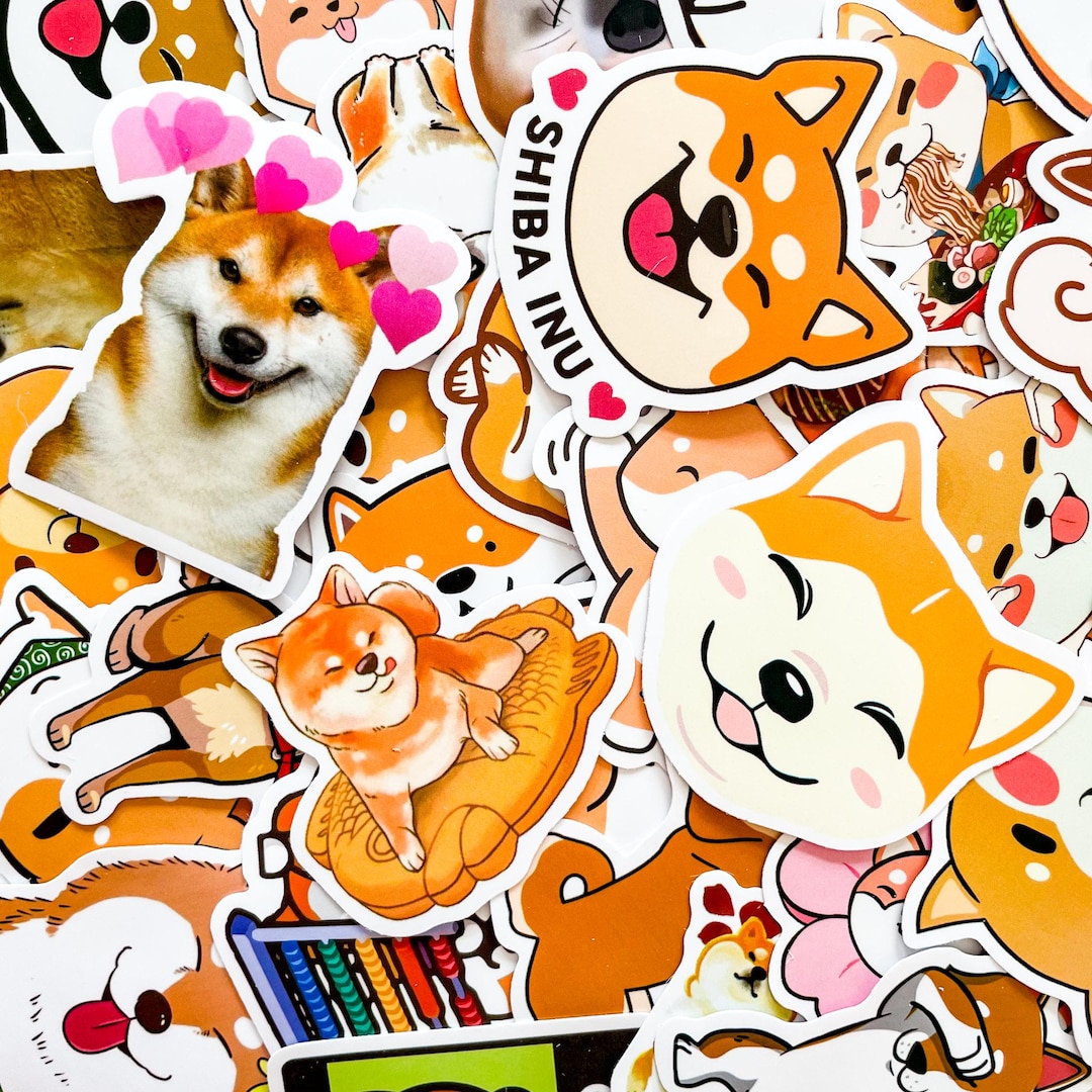 Pack of 50 Shiba Inu Stickers, Cute Dog Stickers, Kawaii Shiba Stickers ...