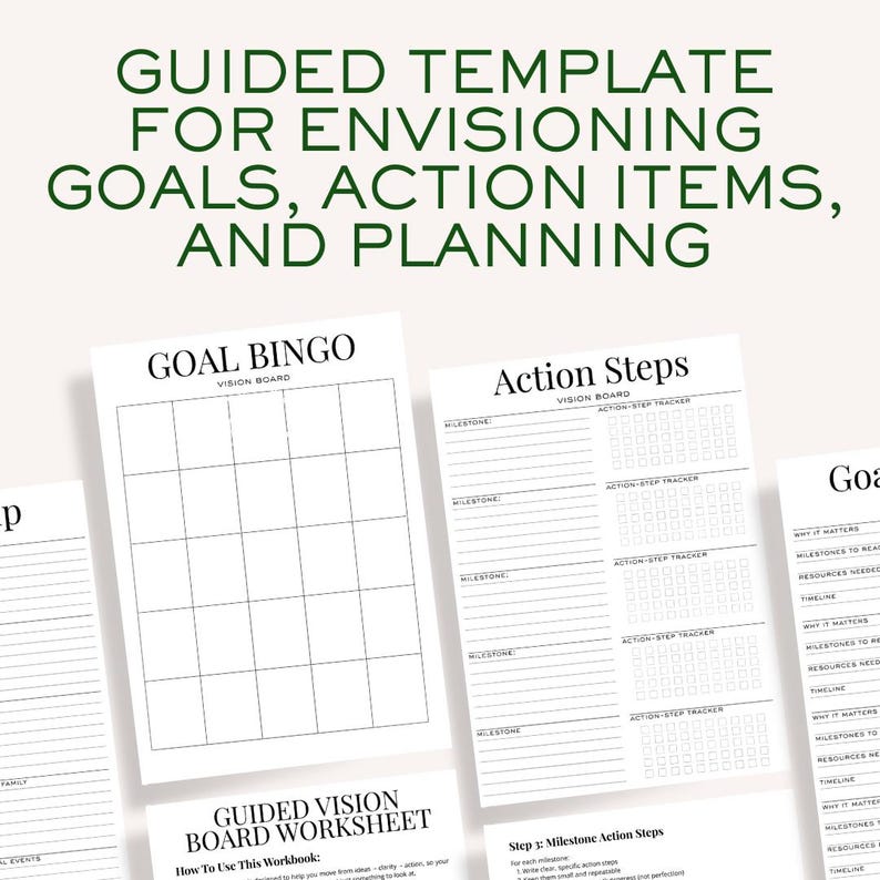Guided Vision Board Worksheet | Goal Setting Planner | BINGO | Digital ...
