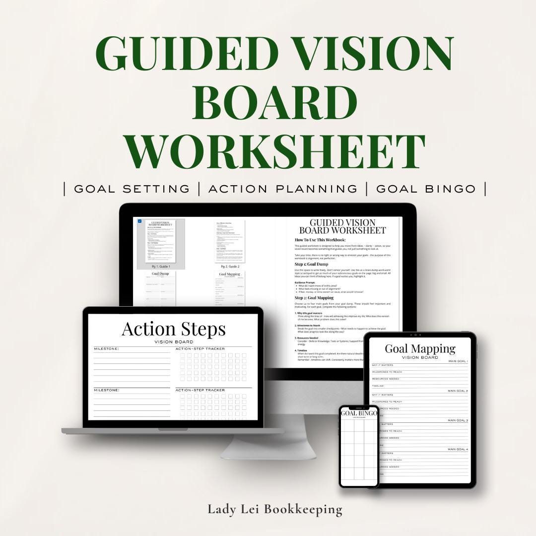 Guided Vision Board Worksheet | Goal Setting Planner | BINGO | Digital ...