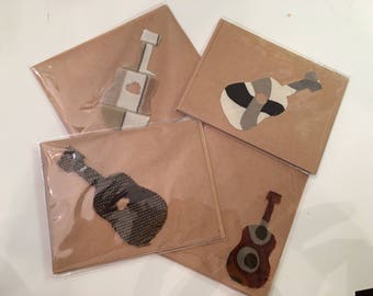 Guitar Note cards, blank Note cards, greeting card, music