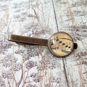 20% OFF -- 18 mm Old vintage music score  Tie clip ,Vintage look,Mens Accessories,Perfect Gift Idea