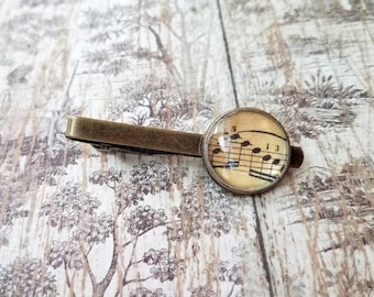 20% OFF -- 18 mm Old vintage music score  Tie clip ,Vintage look,Mens Accessories,Perfect Gift Idea