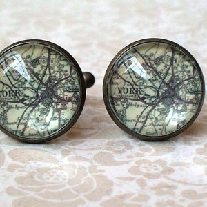 20% KORTING -- 16 mm Vintage look Engeland York Kaart Manchetknopen, Heren Accessoires, Perfect Gift Idee