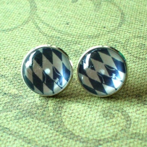 Grayish Blue And White rhomb square Kite Stud Earrings,modern fashion stud earrings,Cute Gift Idea