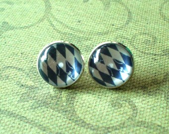 Grayish Blue And White rhomb square Kite Stud Earrings,modern fashion stud earrings,Cute Gift Idea