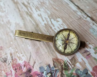 we are Forever family Black Compass Tie Clip Voyage Steampunk Tie Clip Traveler Gift Vintage Compass Tie Clip NOT REALCompass