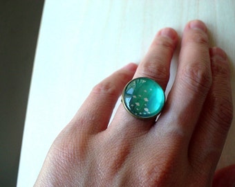 20% OFF -Glowing Teal Mushroon Ring ,Beautiful gift for her