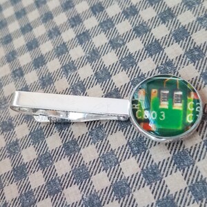 20% OFF -- 18 mm Green computer chip Tie clip ,Mens Accessories,Perfect Gift Idea