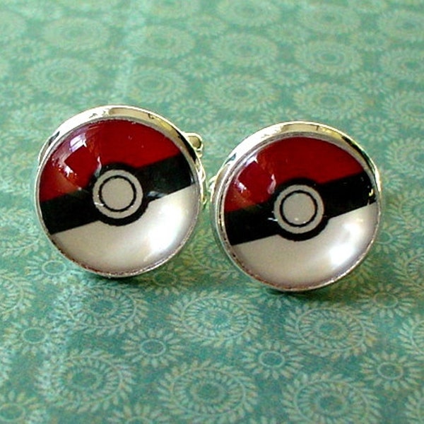 Poke Ball Game Cartoon 16 mm Cuff Links ,Mens Accessories, Perfect Gift Idea