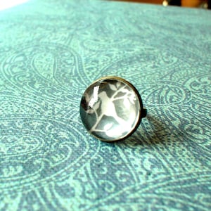 20% OFF -Waiting the wind ,Bird and tree, Gray and white Ring,Sweet gift idea