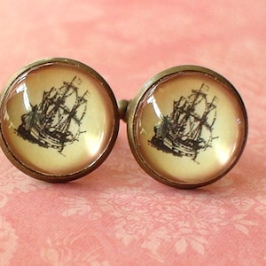20% OFF -- 16 mm Vintage style Old Pirate Ship Cuff Links ,Mens Accessories, Perfect Gift Idea