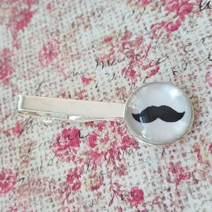 20% OFF -- 18 mm Mustache Black and white Tie clip ,Mens Accessories,Perfect Gift Idea