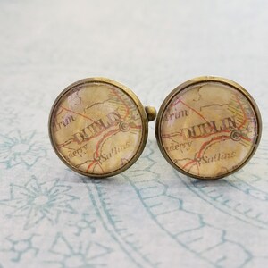 20% KORTING -- 16 mm Vintage look Engeland Dublin Kaart Manchetknopen, Heren Accessoires, Perfect Gift Idee