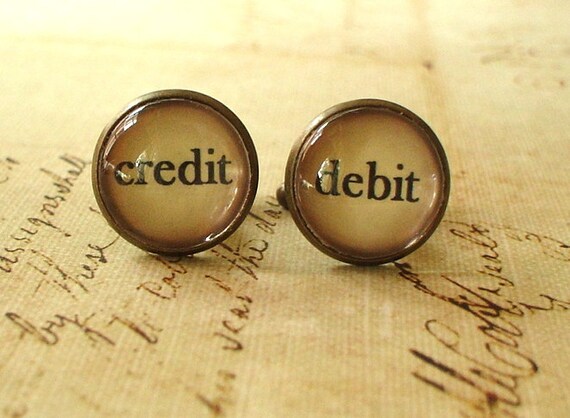 16 mm Vintage Style Debit and Credit Cuff Links 16 mm Vintage Style Debit and Credit Cuff Links