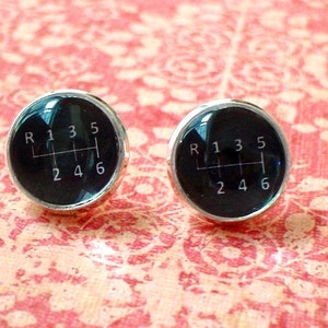 Black and white Car Gear Stick stud eraaings ,post earrings,Perfect Gift Idea (Black)