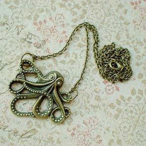 Vintage Bronze Octopus Necklace, Idea de regalo