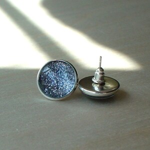 Glittering Dark Gray Stud Earrings/Great for Party,beautiful gift for her image 2
