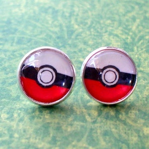 Poke Ball Game Cartoon Icon teken Cabochon Stud Oorbellen, Oorbel Post, Cadeau voor gamer