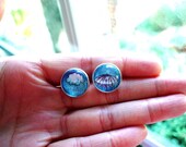 I love rain - Mood Stud earrings,Cloud Rain Umbralla,Cute Gift For Her (Grayish Blue color)