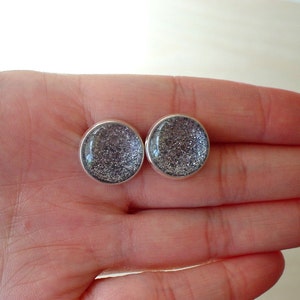 Glittering Dark Gray Stud Earrings/Great for Party,beautiful gift for her image 3