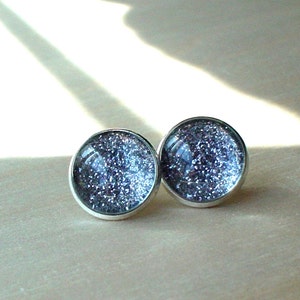 Glittering Dark Gray Stud Earrings/Great for Party,beautiful gift for her image 1