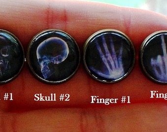 Skull Fingers X Ray Stud Earrings,Halloween,Black and white,Cool gift idea